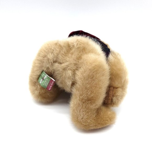 First & Main Minky Holiday Teddy Bear Chirismas Plaid Vest Santa Hat Collectable - Picture 10 of 11